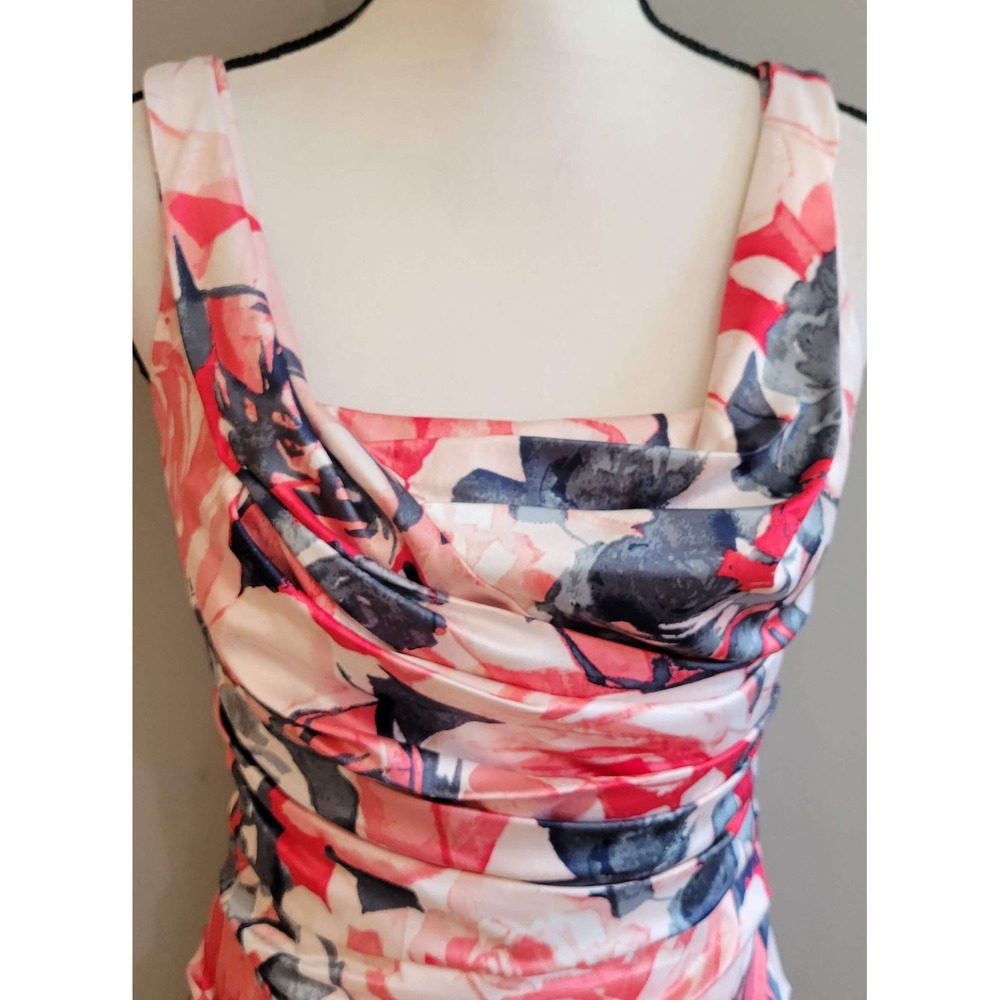 Express Pink White Navy Floral Ruched Mini Dress - Picture 4 of 7